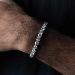 Pulsera de Diamantes de Lujo de 6mm para Hombre, Plata, Corte Redondo, Estilo Hip Hop - Product Image 1