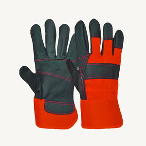 Guantes de Trabajo de Cuero de Grano Completo para Muebles, Guantes de Seguridad Premium Resistentes a la Abrasión con Costuras Reforzadas, Rojo y Negro - Product Image 6