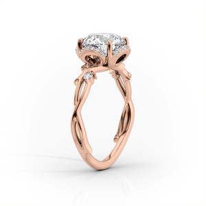 Anillo de Plata de Ley S925 con Moissanita Diamante Corte Cojín, Pulido Amarillento, Diseño de Ramas y Enredaderas, Regalo de Cumpleaños para Mujer - Product Image 6