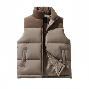 Gilet matelassé rouge pour homme, col montant, fermeture éclair, coupe-vent, décontracté, hiver, extérieur, polyester, rembourrage, poches, longueur standard - Product Image 4