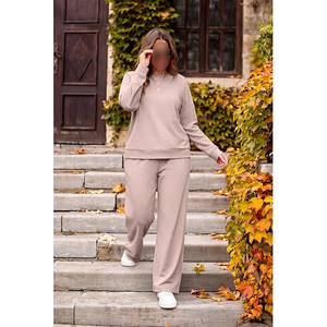 Conjunto Deportivo de 2 Piezas para Mujer, Tejido de Felpa, con Capucha, Manga Larga, Color Sólido, Transpirable, Poliéster, Corte Holgado, Informal, Invierno - Product Image 5