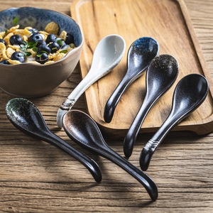 Japanese Style Porcelain Spoon vintage Wabi-Sabi Design kiln-reactive Glaze BPA Free Eco-Friendly Daily Use Tableware for Ramen - Product Image 4