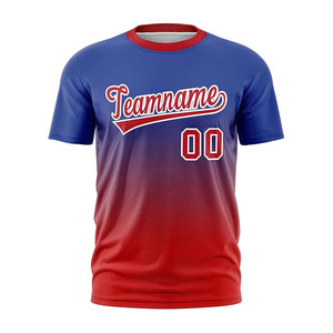 เสื้อเบสบอลแบบซับลิเมชั่นสั่งทำพิเศษสำหรับผู้ชาย แขนสั้น คอปกเบสบอล ระบายเหงื่อได้ดี สีไล่ระดับ แดง-น้ำเงิน 100% สำหรับเล่นกีฬา - Product Image 1