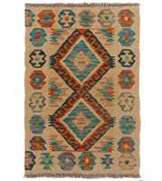 Tapis Kilim 100% laine fait main |   Tapis de sol tribal tissé plat de luxe fait main en laine Kilim – Tapis plat de designer tissé à la main