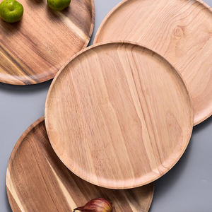Plateau rond en bois massif japonais pour fruits, gâteaux, collations, thé - Assiette en bois élégante - Product Image 4