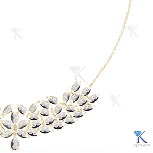 Elegant Lab Grown Diamond Cluster <b>Statement</b> <b>Necklace</b> Trendy 14K 18K Solid Gold Fine Women Jewelry Bridal Anniversary Gift - Product Image 2