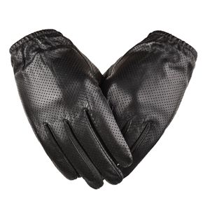 Gants de vélo en cuir, longueur poignet, respirants, sportifs, pour l'extérieur, printemps-été, non doublés, noirs - Product Image 4
