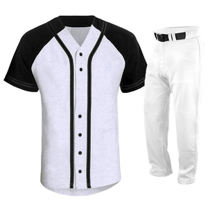 Ensemble uniforme de baseball pour hommes, blanc et bleu, imprimé par sublimation, maillot à manches longues, pantalon, casquette, respirant, séchage rapide, sangle réglable - Product Image 1