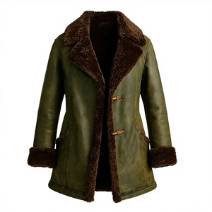 Veste en cuir véritable pour homme, col montant, hiver, coupe slim, décontractée, avec logo frontal, chauffante et respirante - Product Image 1