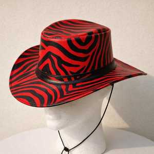 Premium Quality Custom print Handmade <b>red</b> Leather Cowboy Hat Statement Western Festival Hat - Product Image 2