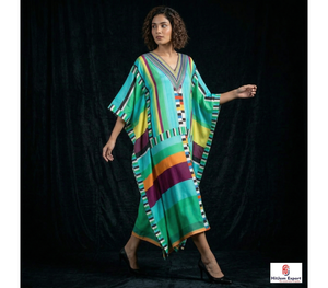 Printed <b>Kaftan</b> Dress Women Loose Fit Comfortable <b>Summer</b> Beach Wear Lightweight Fabric Island Style Bulk Supply - Product Image 2