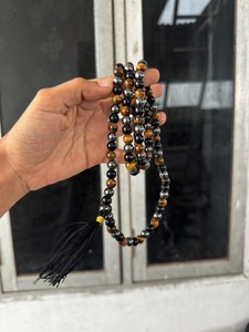 Collier Jap Mala en cristal fait main à triple protection, 108 perles gravées, forme circulaire polie, méditation bouddhiste, AGATE RAIS - Product Image 2