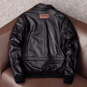 Chaqueta de Cuero Casual para Hombre 2025, Impermeable, Transpirable, Ecológica, Estampada, con Cierre de Cremallera y Botones, Talla Grande, de Piel de Oveja - Product Image 2