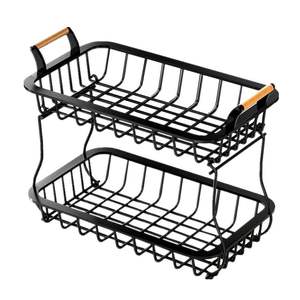Accessoires de cuisine en métal, panier de rangement pour fruits, multifonctionnel, détachable, en fil métallique, à 2 niveaux, pliable, pour table - Product Image 5