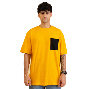 T-shirt unisexe premium en coton épais tricoté avec poche, coupe oversize, style streetwear, pour t-shirt à une poche - Product Image 5