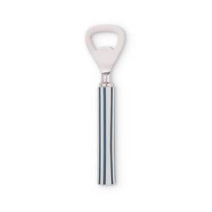 Abridor de botellas de acero inoxidable con mango azul a rayas, manual, portátil, apto para lavavajillas - Product Image 1