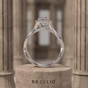 Round Diamond Halo Engagement Ring Yellow Gold Infinity Twist Band Vintage Style <b>Bridal</b> Wedding Proposal Jewelry - Product Image 6