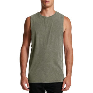 High quality <b>men</b> Customize and Acid Wash O Neck Regular Fit 100% cotton fabric and Sleeveless Print <b>Knitted</b> gym <b>vest</b> for <b>men</b> - Product Image 5