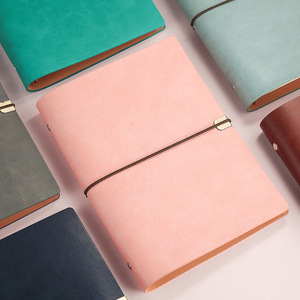 Carnet de notes A5 en cuir PU à lanières, style simple et rétro – Agenda créatif à feuilles mobiles - Product Image 2