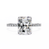 Bague de fiançailles solitaire de luxe en diamant radiant cultivé en laboratoire de 3,00 ct, E VSS, argent 925 plaqué or, certifiée IGI, cadeau d'anniversaire