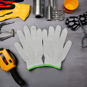 TM Guantes DE SEGURIDAD blancos Algodón Poliéster Resistente al frío Durable 10 pares Polybag 10 Calibres Tareas de construcción Vietnam - Product Image 1