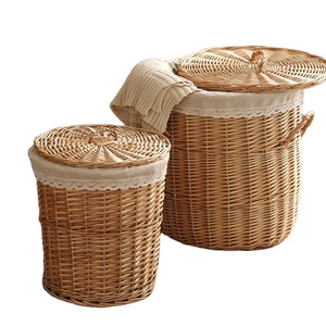 Tall Grass Basket With Coffee Handle and Lid - Product Image 1