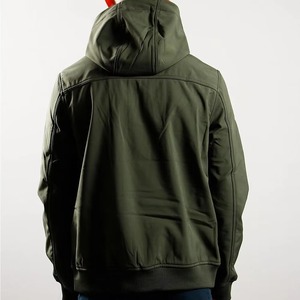 Men's Olive Green <b>Soft</b> <b>Shell</b> <b>Jacket</b> <b>Hooded</b> Zip Fly Water Resistant WindStopper Outdoor Autumn Wear Regular Fit - Product Image 2
