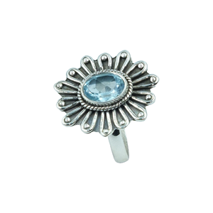 แหวนบลูโทแพซคุณภาพสูงธรรมชาติ แหวนเงินแท้ 925 แหวนพลอยสีน้ำเงิน แหวนประดับเพชรพลอย แหวนบลูโทแพซ ของขวัญเครื่องประดับ - Product Image 1