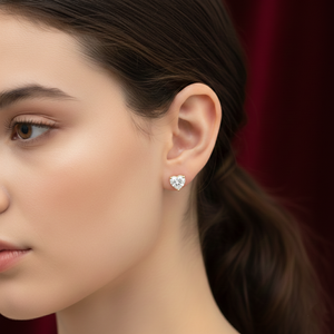 Pendientes de Diamante de Laboratorio de 2.00ctw con Forma de Corazón para Aniversario, en Oro de 14K, para Bodas y Fiestas, Joyería Fina de Lujo - Product Image 4