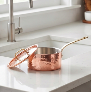 Copper Sauce <b>Pan</b> With Stainless Steel Lining And Brass Handle For Gas And Induction Cooker Modern Design Durable Kitchenware - Product Image 6