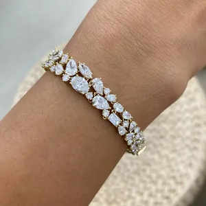 16.6ct F/VS2 Oval Cut Lab Grown Diamond Yellow Gold Tennis <b>Bracelet</b> Certified - Product Image 4