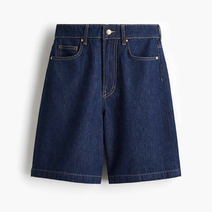 <b>High</b> Quality Men Mid Waist Denim Shorts Dark Gray Light Wash Embroidery Streetwear Summer Breathable Eco-Friendly 100% Cotton - Product Image 3