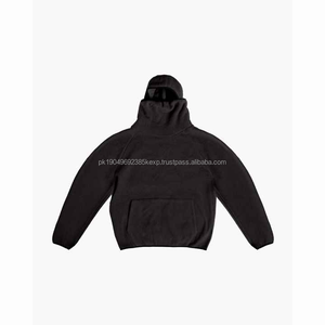 New Fashion Custom Logo Embroidery Double Layer Hooded Pullover Balaclava Hoodies <b>Men</b> Full Zip <b>Thermal</b> 100% Cotton 340g - Product Image 2