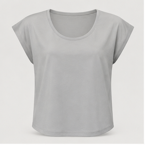 T-shirt gris clair à col rond et manches courtes pour femme, coupe décontractée WTS-0113 - Product Image 1