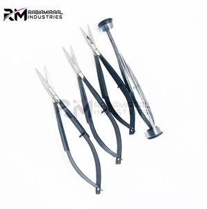 Ciseaux à ressort extra-affûtés russes pour sourcils / Pointe argentée et revêtement noir en poudre - Product Image 6