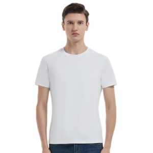 T-shirt homme en coton mercerisé 190 g/m², col rond, manches courtes, pour impression de logo, tee-shirt décontracté premium pour homme, vente en gros - Product Image 3