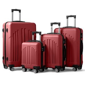 FCH Retro Red Curved Vertical Stripe 4-in-1 Trolley Case Versatile Retro Red Luggage Set - Product Image 1