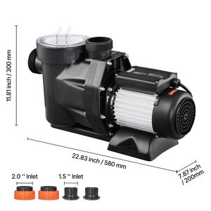 Pompa per Piscina Interrata da 2 HP con Portata Massima di 135 GPM, 220V, 3450 RPM, Prevalenza Massima di 61 ft, Monovelocità, Scocca in PP, Trifase - Product Image 2