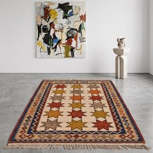 Tapis en laine bouclée tissé à la main, couleur unie, antidérapant, à poils moyens, décoration moderne pour la maison - Product Image 1
