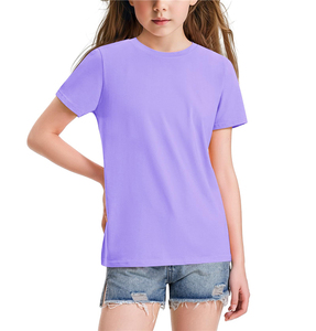 Uniforme Escolar para Niñas, Camiseta Morada de Manga Corta de Algodón Suave, Personalizable con Logotipo, Camisetas Básicas Lisas para Niños - Product Image 2