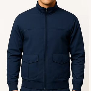 Conjunto Deportivo Azul Marino para Hombre, Chaqueta y Pantalones Cargo, Tela Elástica Premium, Cierre Completo, Cuello Alto - Product Image 1