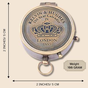 Brújula de Bolsillo de Latón Antigua con Reloj Solar, Instrumento de Navegación Vintage, Regalo Náutico Marino - Product Image 4