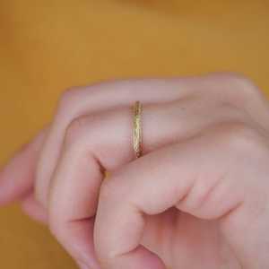 Anillos de boda florales Art Deco de oro macizo de 14k y 18k, 2mm, grabados, modernos, de lujo, vintage, con diseño floral, apilables, para mujer, joyería fina. - Product Image 2