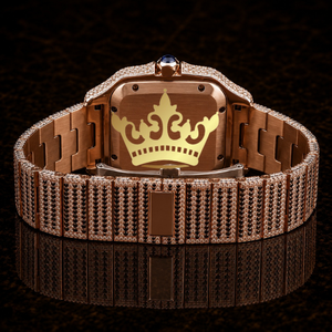 Custom Brand Rose Gold Brown Face Diamond Watch Men Stainless Steel Watch - Product Image 4