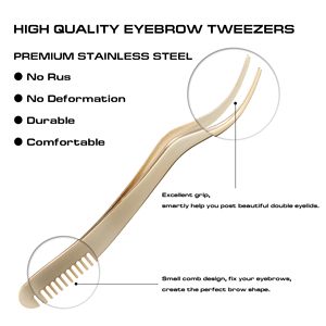 <b>Comb</b> Tweezer 2 in 1 <b>Lash</b> Tweezer with <b>Comb</b> With Stainless Steel Elbow Tweezers Professional Eyelash Extension And <b>Comb</b> Tweezer - Product Image 2