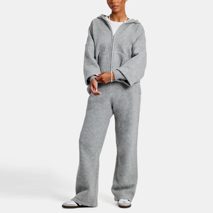 Chándales de Forro Polar con Capucha para Mujer, 100% Algodón, de Alta Calidad, Venta Caliente 2026, Ajuste Regular, Cintura Elástica, Transpirables, Talla Grande - Product Image 3