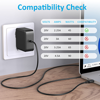 Adaptor Daya USB C 45W, Pengisi Daya Cepat PD Tipe C Bentuk Kotak Kompatibel dengan Mac Book Pro/Lenovo/Ponsel Pintar/Tablet
