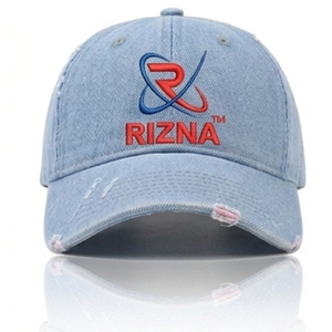 Gorra de Béisbol RIZNA de Mezclilla Twill, 6 Paneles, Ajustable, Unisex, Estilo Casual Vintage, Lavada, con Logotipo Bordado en 3D en el Panel Frontal, Azul, Algodón, Metal - Product Image 4