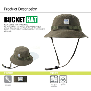 Nouveau chapeau bob en toile vert olive unisexe avec sangle réglable pour l'extérieur printemps-été décontracté adulte 56-58CM - Product Image 6