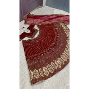 Lehenga choli ออกแบบผู้หญิงที่สวยงามกับลำดับ dori และงานด้าย - Product Image 5